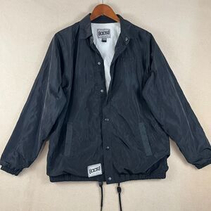 CCS‎ Skateboard Mens Coaches Jacket Small Black Windbreaker Blank Snap Y2K